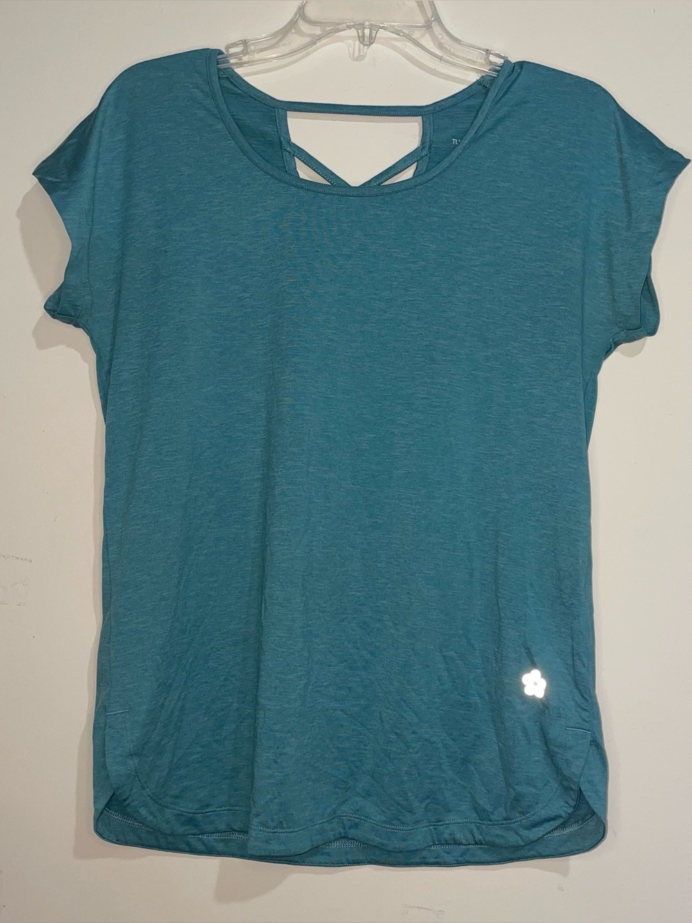 Tuff Athletics Heather Teal Cross Hatch Back S Activewear Top